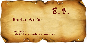 Barta Valér névjegykártya
